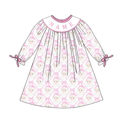 Custom name smocks santa