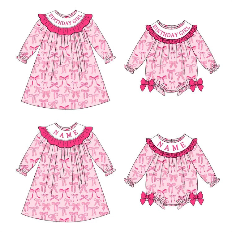 Custom Name Or Phrase Smock- Pink Bow Knot