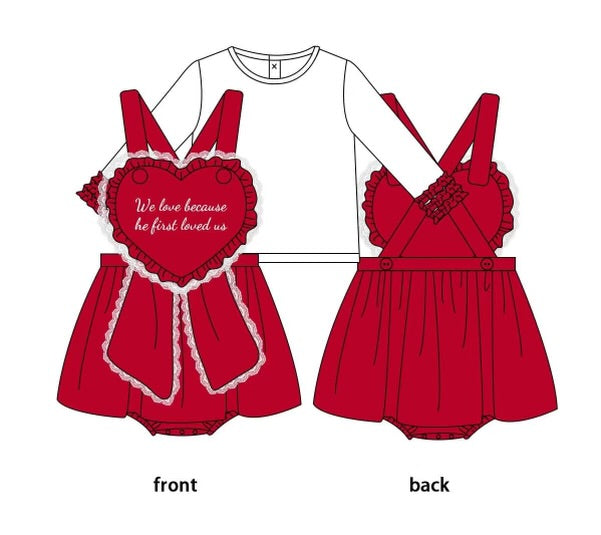 We love because he first loved us (2 pc Skirted bubble set)