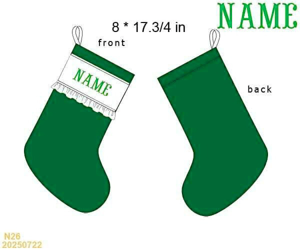 Dark Christmas Green Classic Custom Name Smocked Stocking