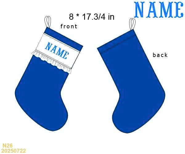Classic Royal Blue Custom Name Smocked Stocking