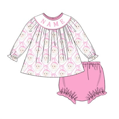 Custom name smocks santa