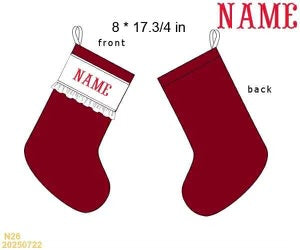 Custom Name Smocked Velvet Red Stocking