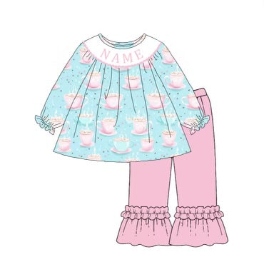 Custom Name Smocked Christmas Set Ruffle Pant