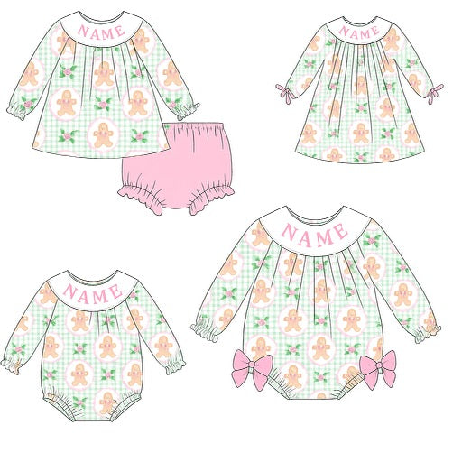 Custom name smocks Gingerbread man