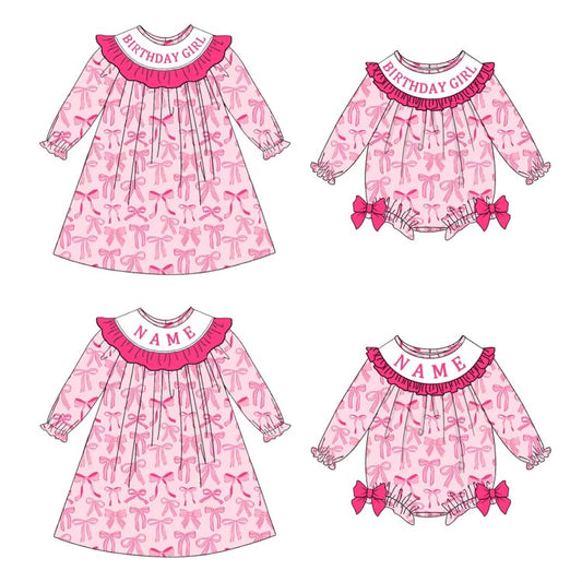 Custom Name Or Phrase Smock- Pink Bow Knot