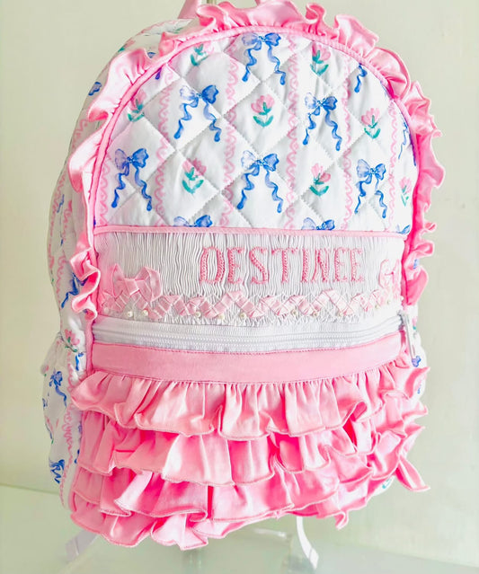 Hand Smocked Custom Name Backpack (TAT- JANUARY)
