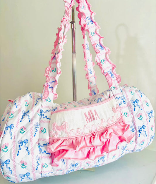 Custom Name Handsmocked Large Duffle Bag (TAT JANUARY)