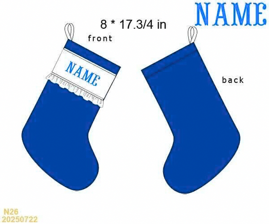Classic Royal Blue Custom Name Smocked Stocking