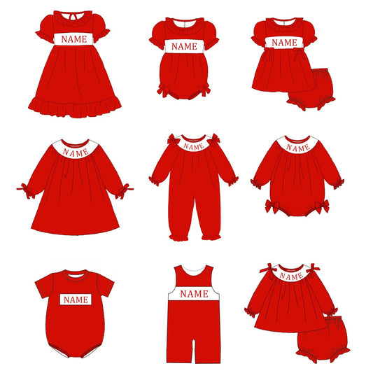 Red Christmas Custom Name Smocked Collection