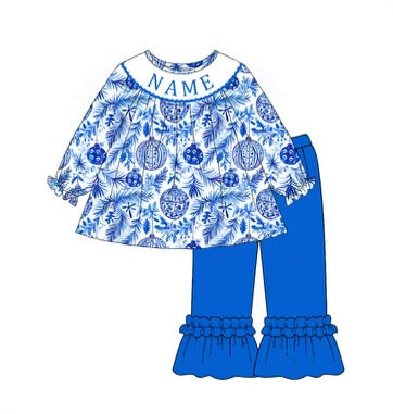 Christmas Custom Smocked Set- Ruffle Pants Ornament