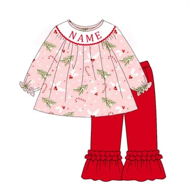 Christmas Custom Smocked Set- Ruffle Pants